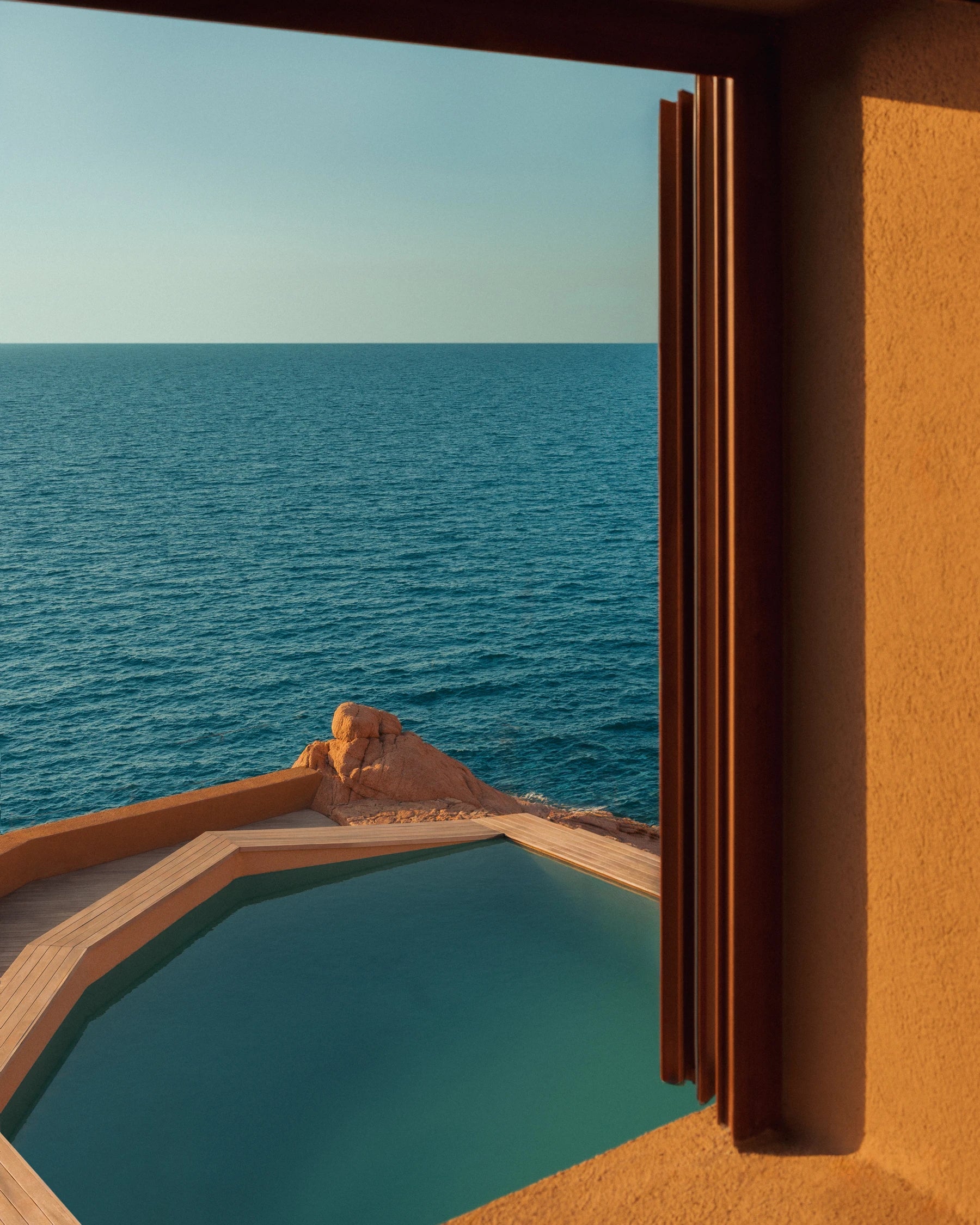 Swimming pool and sea view at Casa Scalesciani designed by Alberto Ponis.