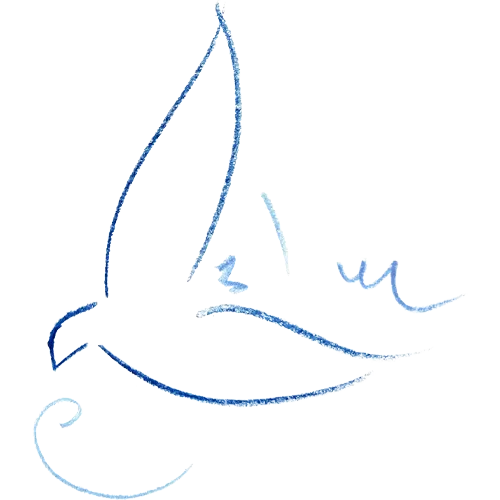 Bird illustration in blue line style