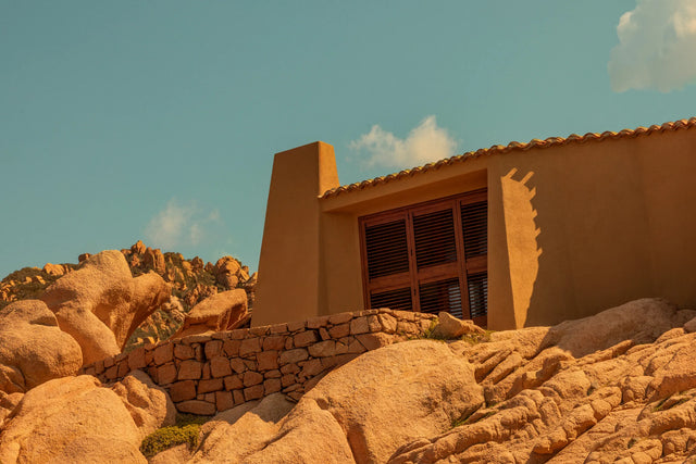 View of Casa Scalesciani overlooking the Mediterranean Sea in Costa Paradiso, Sardinia.