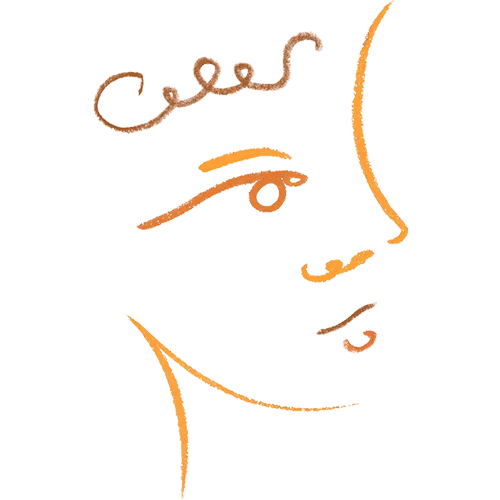 Abstract face illustration in warm orange tones
