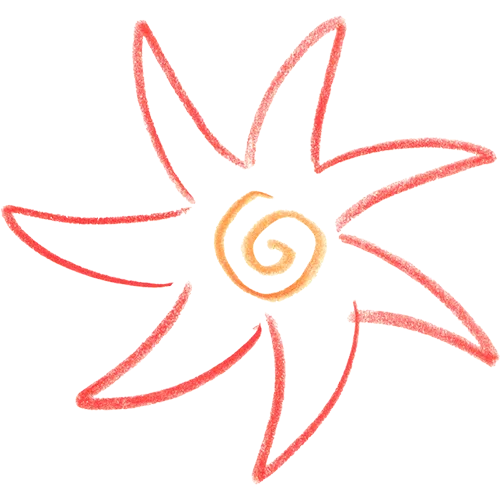Abstract sun illustration in warm orange tones